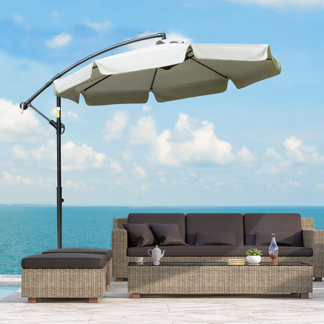 easycomfort ombrellone da giardino a braccio in metallo e poliestere con apertura a manovella o2.7x2.7 m beige