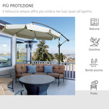 easycomfort ombrellone da giardino a braccio in metallo e poliestere con apertura a manovella o2.7x2.7 m beige
