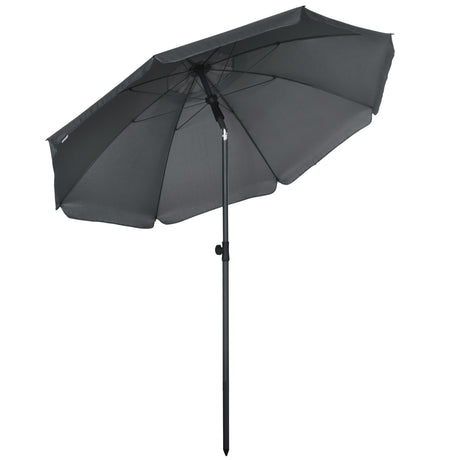 easycomfort ombrellone da spiaggia 1.8x2 m in poliestere e acciaio a 8 stecche con reclinazione a 45 grigio