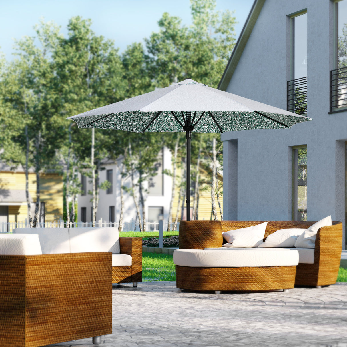 easycomfort ombrellone da giardino 3x2.5 m in metallo a 2 sezioni con 8 stecche e copertura in poliestere