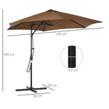 easycomfort ombrellone da giardino 3x2.5 m in metallo e poliestere a 6 stecche con base a croce marrone