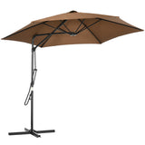 easycomfort ombrellone da giardino 3x2.5 m in metallo e poliestere a 6 stecche con base a croce marrone