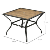easycomfort tavolo da giardino marrone per 4 persone con foro centrale per ombrellone 94l x 94p x 71a cm