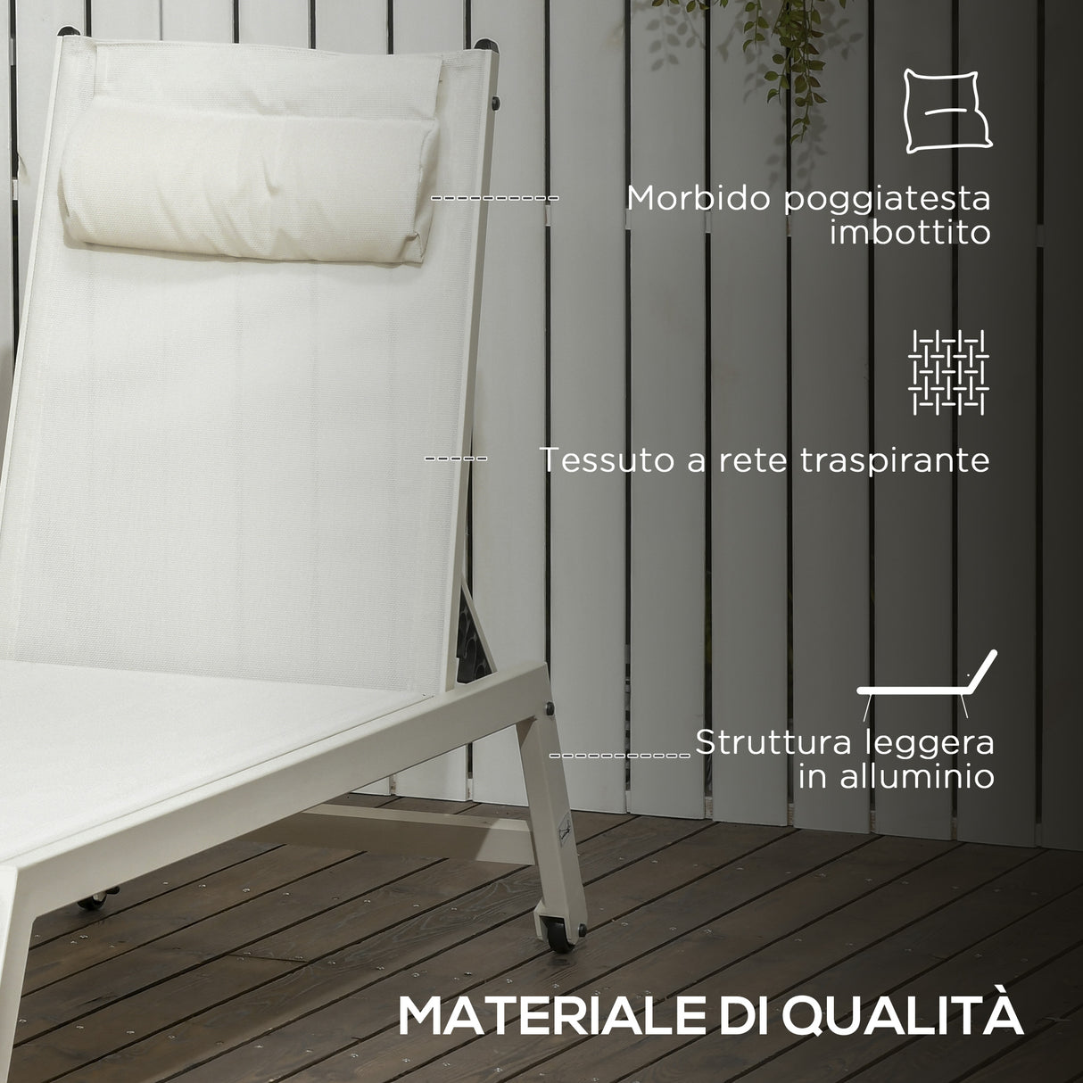 easycomfort easycomfort chaise longue lettino prendisole reclinabile 2pz in alluminio e poliestere 55x195x30 cm beige