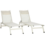 easycomfort easycomfort chaise longue lettino prendisole reclinabile 2pz in alluminio e poliestere 55x195x30 cm beige