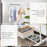 easycomfort easycomfort appendiabiti stender ad altezza regolabile con fondo portaoggetti e 4 ruote 68 5x42x87 145 cm