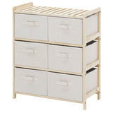 easycomfort easycomfort cassettiera con 6 cassetti in tessuto pieghevoli ed estraibili 59x28x70cm legnobeige