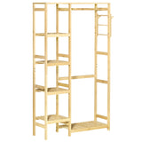 easycomfort easycomfort appendiabiti da terra in legno di bambu attaccapanni con mensole laterali per ingresso e camera da letto 90x30x155cm