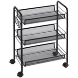 easycomfort easycomfort carrello da cucina a 3 livelli con cesti removibili e 4 ruote in acciaio e plastica pp 41 5lx26 5x63 cm nero