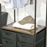 easycomfort easycomfort appendiabiti da terra con mobile da 6 cassetti in tessuto e ripiano aperto 63 5x40x172 5 cm nero e marrone