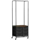 easycomfort easycomfort appendiabiti da terra con mobile da 6 cassetti in tessuto e ripiano aperto 63 5x40x172 5 cm nero e marrone