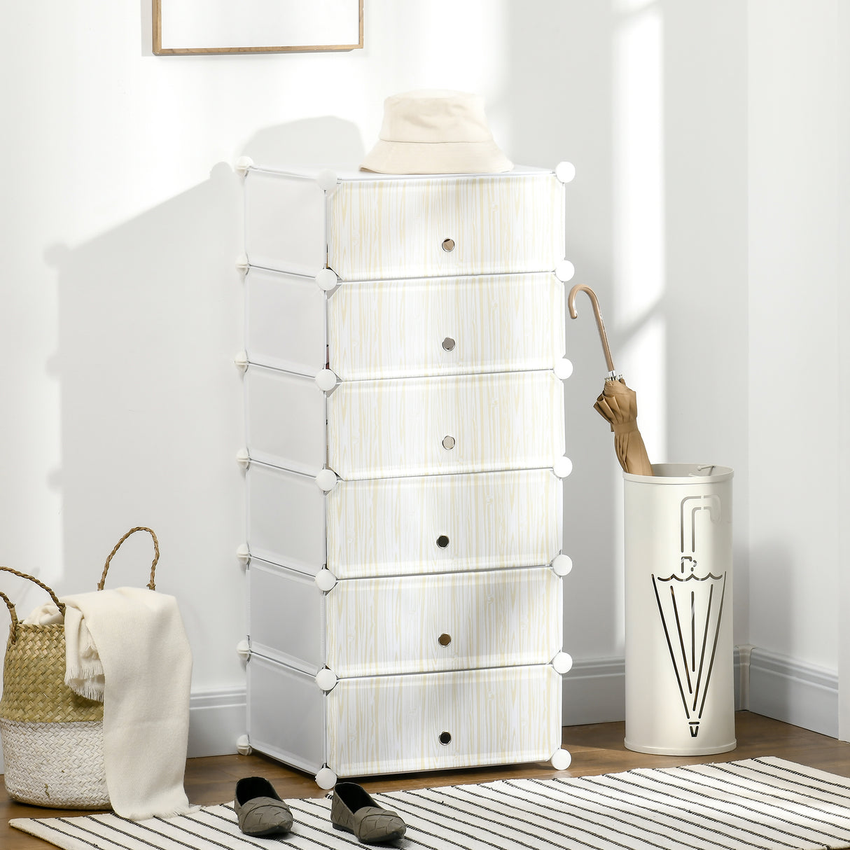 easycomfort easycomfort mobile scarpiera modulare salvaspazio 6 cubi 45x35x17cm in plastica pp e acciaio 45x36 5x108cm bianco