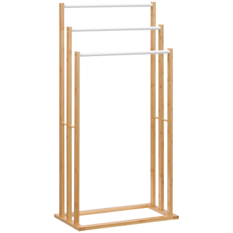 easycomfort easycomfort portasciugamani a 3 sbarre in bambu design leggero e portatile 48x25 8x94 cm color legno