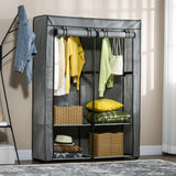 easycomfort easycomfort armadio guardaroba portatile in tessuto non tessuto con 4 ripiani aperti e 2 appendini 118x49x170 cm grigio