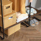 easycomfort easycomfort appendiabiti da terra stile industriale con barra e 5 ripiani in legno e acciaio 101x39x160cm