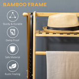 easycomfort easycomfort appendiabiti in bambu design rialzato a 2 livelli con barra e 2 ganci 114x40x139 cm