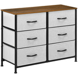easycomfort easycomfort cassettiera 6 cassetti in tessuto rimovibili in legno e acciaio stile industriale 80x30x62 5cm