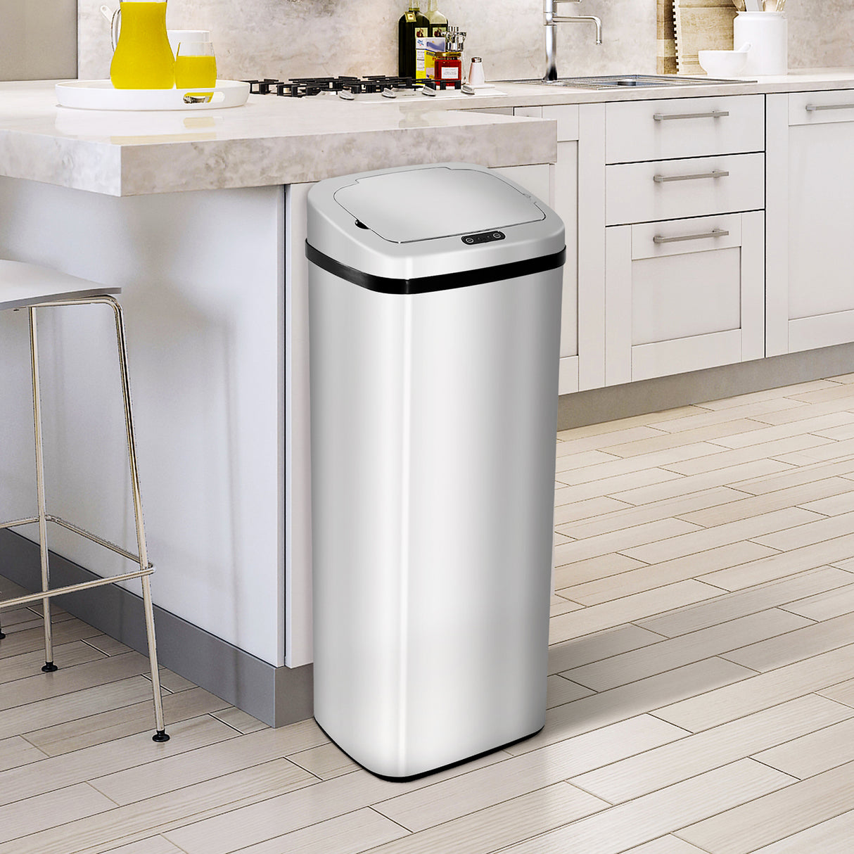 easycomfort easycomfort cestino dei rifiuti rettangolare in acciaio inox con sensore a infrarossi 50l ean 8054144133935