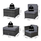 easycomfort set da 7 pezzi salotto da esterni in rattan con poltrona pouf tavolino grigio