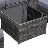 easycomfort set da 7 pezzi salotto da esterni in rattan con poltrona pouf tavolino grigio