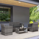 easycomfort easycomfort set 4 p zi mobili da giardino in rattan pe salotto da esterni con tavolo 2 sedie divano due posti grigio