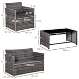 easycomfort easycomfort set 4 p zi mobili da giardino in rattan pe salotto da esterni con tavolo 2 sedie divano due posti grigio