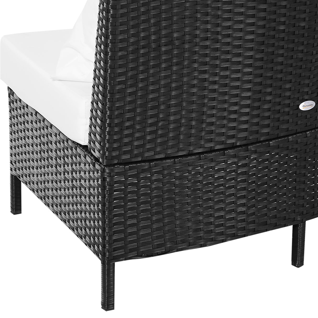 easycomfort easycomfort divano da esterno in rattan set 5 pezzi con pouf salottino per il giardino nero e bianco 96cmx 68cmx 65cm