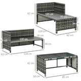 easycomfort easycomfort salotto da giardino con divanetto chaise longue e tavolino in rattan pe con cuscini grigio