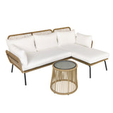 easycomfort easycomfort set da giardino in rattan stile boho chic con divano angolare e e tavolino beige e caffe