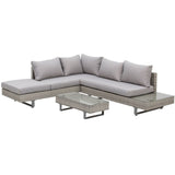 easycomfort easycomfort salotto da giardino con divano e tavolino in pe rattan grigio