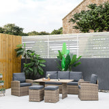 easycomfort set salotto da giardino in rattan pe con divano 3 posti 2 poltrone 2 sgabelli e tavolo grigio