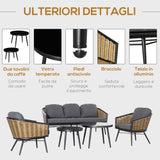 easycomfort set mobili da giardino in rattan 5 pezzi salottino da esterno con 2 tavolini divano 3 posti e 2 poltrone con cuscini