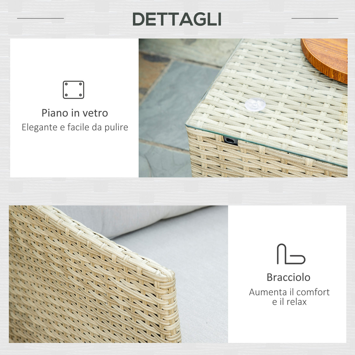easycomfort easycomfort salotto da giardino 7 pezzi modulabile in rattan pe con cuscini beige