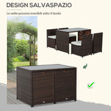 easycomfort easycomfort set mobili da giardino in rattan 5pz tavolo pranzo 4 sedie con cuscini