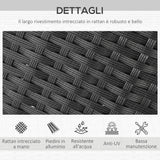 easycomfort easycomfort set tavolo e sedie da giardino 7 pezzi in pe rattan e legno con cuscini morbidi nero