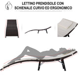 easycomfort easycomfort set 2 sdraio lettino e tavolino in pe rattan con cuscini rimovibili marrone crema