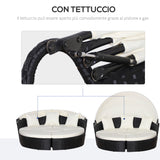 easycomfort easycomfort set 4 pzi divano circolare da giardino mobili componibili rattan nero tettuccio e cuscini beige 180x175x147cm