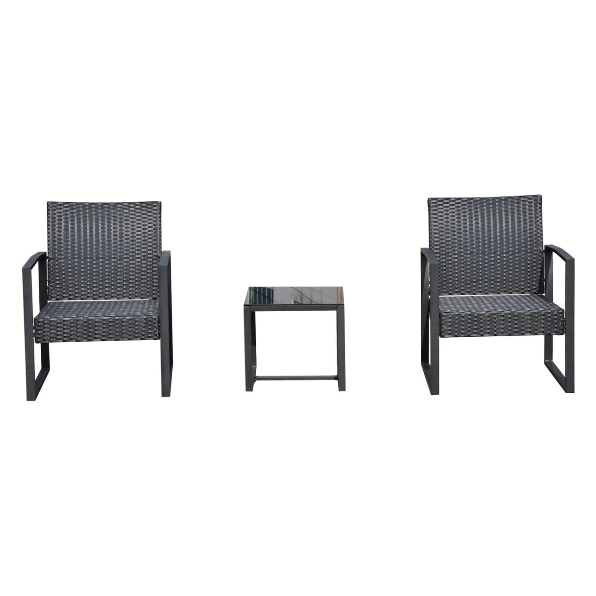 easycomfort easycomfort set mobili in rattan da esterno tavolino con 2 sedie con cuscini nero