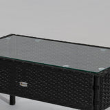 easycomfort easycomfort salotti da giardino in pe rattan con tavolino 2 poltrone e divano con cuscini nero