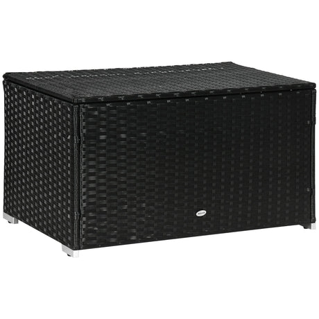 easycomfort baule da giardino in rattan e acciaio con coperchio 95x60x53cm nero