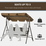 easycomfort dondolo da giardino 3 posti con tettuccio regolabile in rattan pe e acciaio 167x112x153cm