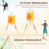 easycomfort easycomfort cavalletto per pittura salvaspazio in legno di faggio con altezza e angolazione regolabile 93x84x183 cm
