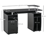 easycomfort easycomfort scrivania per computer moderna porta pc scrivania da ufficio in legno con cassetti mensola estraibile e porta tastiera 120x55x85cm nero