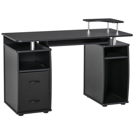 easycomfort easycomfort scrivania per computer moderna porta pc scrivania da ufficio in legno con cassetti mensola estraibile e porta tastiera 120x55x85cm nero