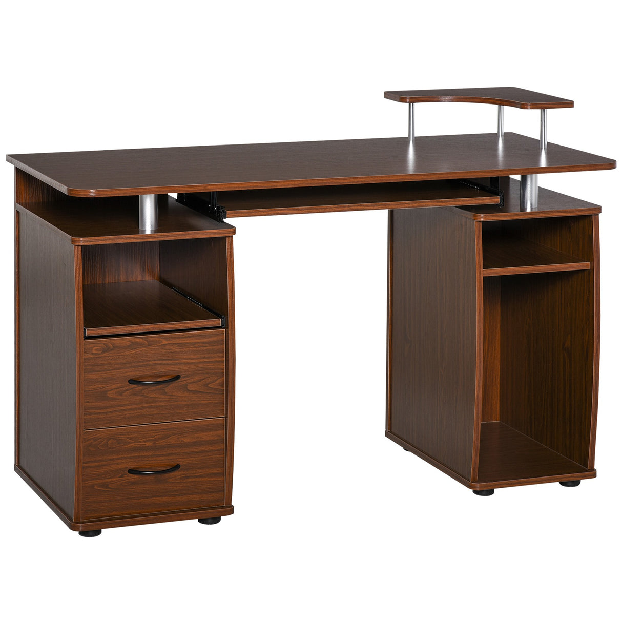 easycomfort easycomfort scrivania per computer moderna porta pc in legno con cassetti scrivania salvaspazio con libreria mensola estraibile e porta tastiera 120x55x85cm marrone ean 8054144132327