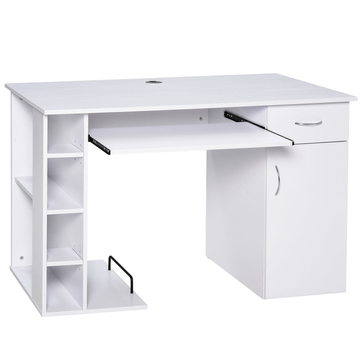 easycomfort easycomfort scrivania per pc ergonomica con mensole armadietto cassetto e piano tastiera estraibile bianca 120x60x74cm ean 8054111849340