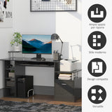 easycomfort easycomfort scrivania per computer moderna con cassetti ripiani e tastiera estraibile scrivania da ufficio per casa in legno nero 152x60x88cm ean 8054144130231
