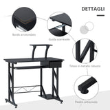 easycomfort easycomfort scrivania per computer salvaspazio in acciaio e legno con cassetto ripiano tastiera estraibile ean 8054111844086