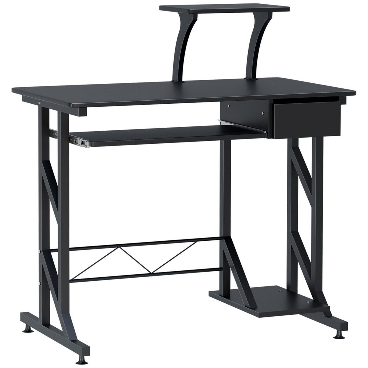 easycomfort easycomfort scrivania per computer salvaspazio in acciaio e legno con cassetto ripiano tastiera estraibile ean 8054111844086