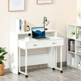 easycomfort easycomfort tavolo scrivania salvaspazio per camera e ufficio scrivania con cassetti e ruote postazione di lavoro doppia o singola 100x36x88cm bianco